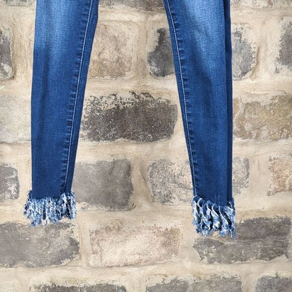 FREE People Jeans Woman's Size 26 Blue Pull On Skinny Curly Hem Jeggings Hi Rise - Picture 9 of 14